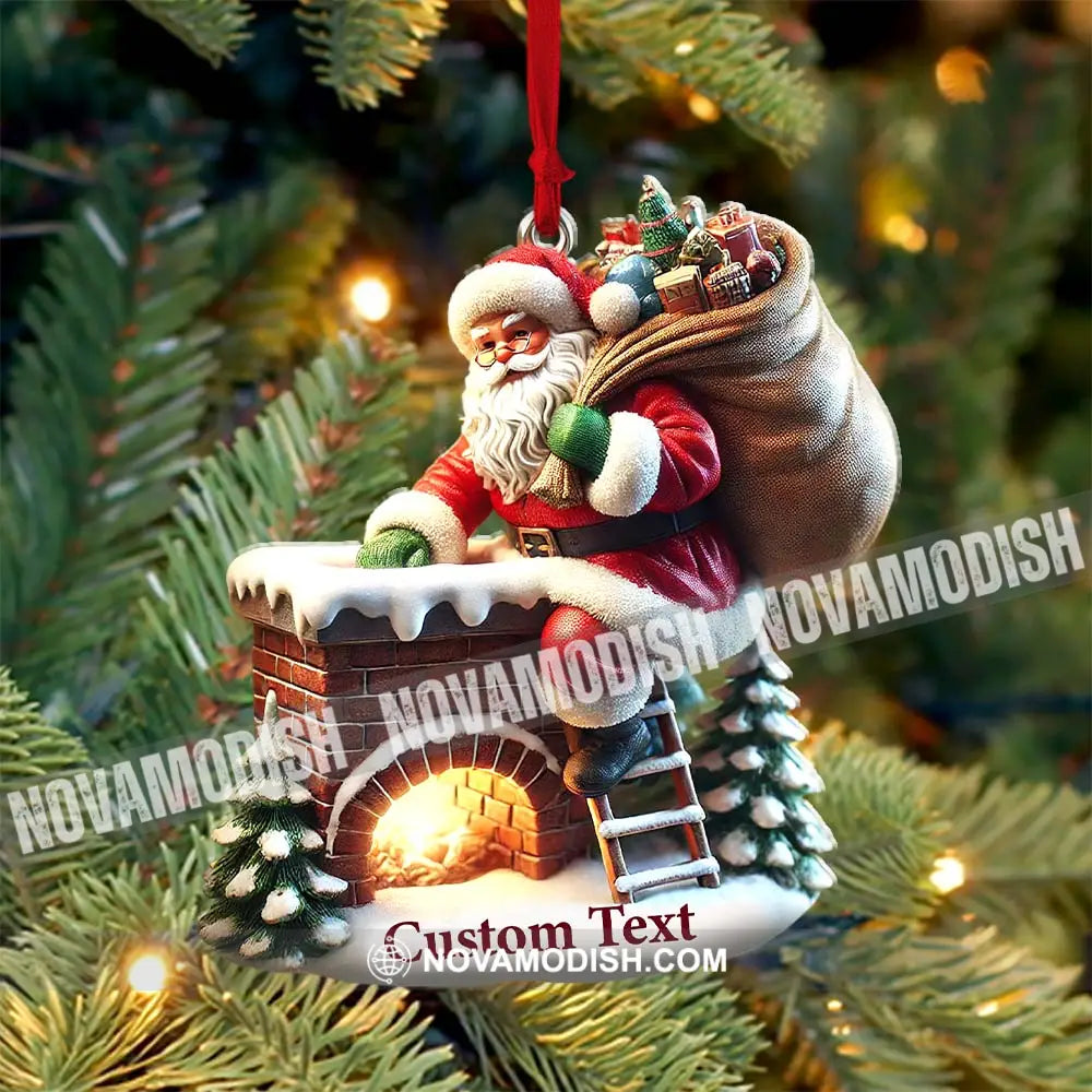 Custom Ornament Santa On The Roof Christmas Decor