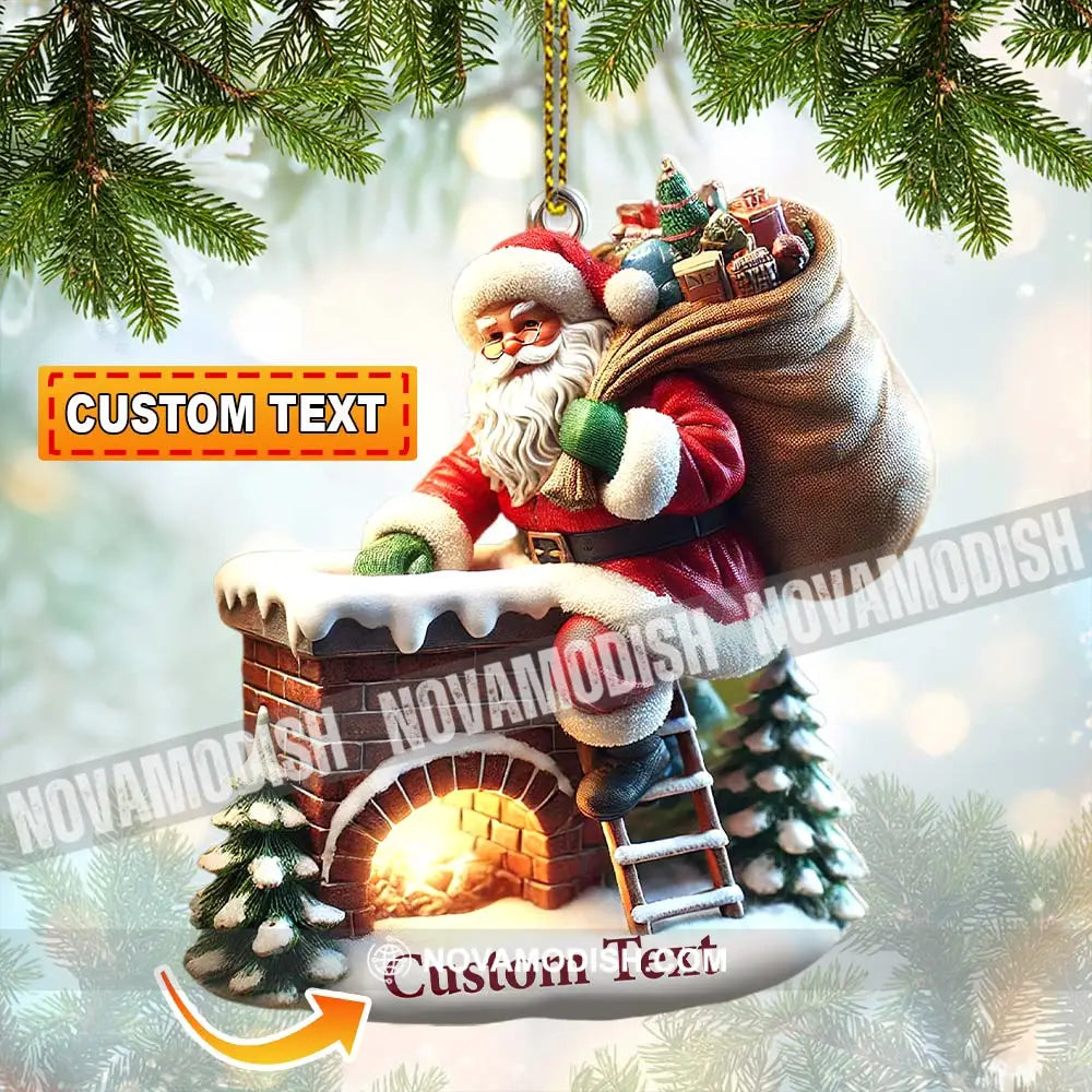 Custom Ornament Santa On The Roof Christmas Decor 3.54’’ / 1