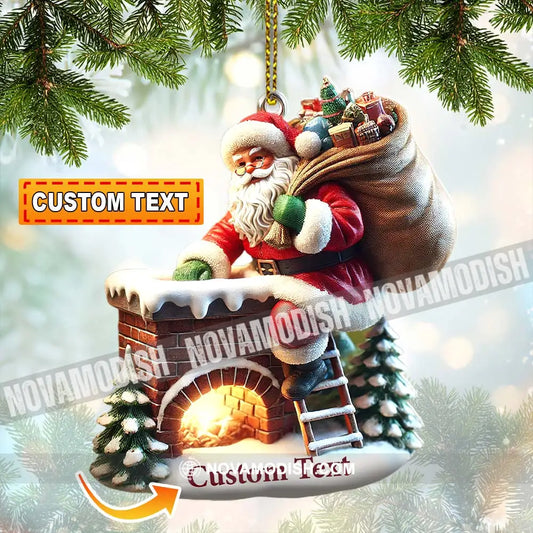 Custom Ornament Santa On The Roof Christmas Decor 3.54’’ / 1