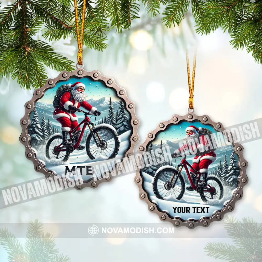 Custom Ornament Santa Riding A Bike Christmas Decor