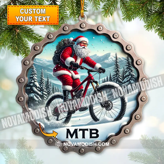 Custom Ornament Santa Riding A Bike Christmas Decor 3.54’’ / 1