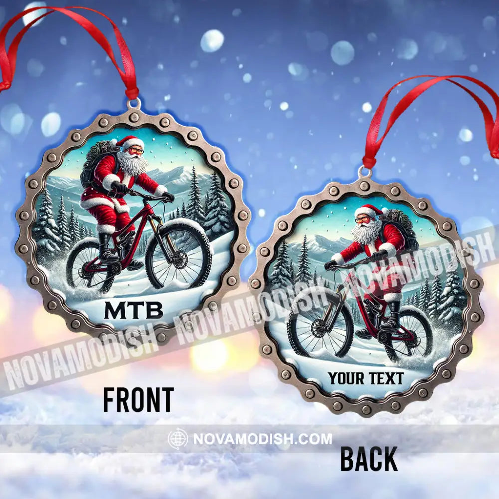 Custom Ornament Santa Riding A Bike Christmas Decor