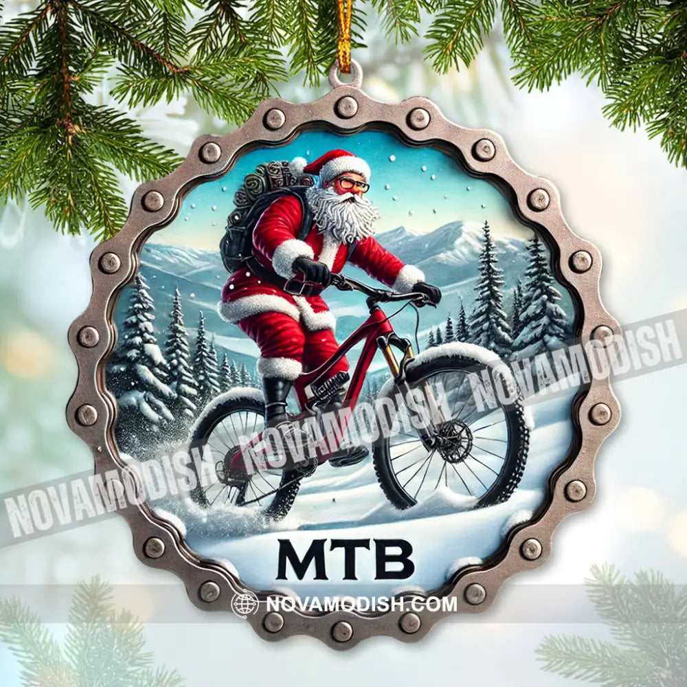 Custom Ornament Santa Riding A Bike Christmas Decor