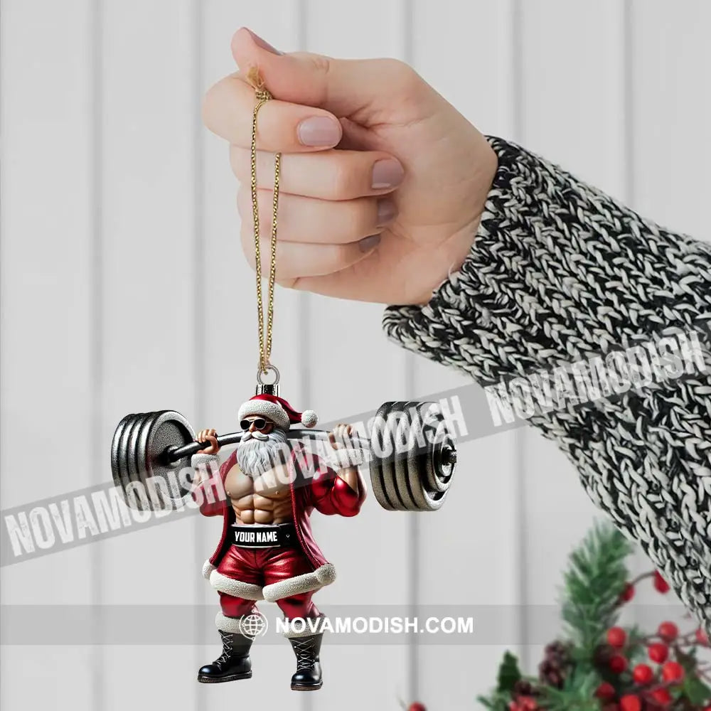 Custom Ornament Weightlifting Santa Christmas Decor