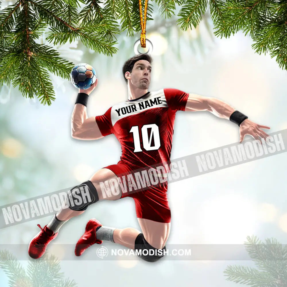 Custom Photo Name And Number Handball Ornament Christmas Gift Decoration 3.54’’ / 1