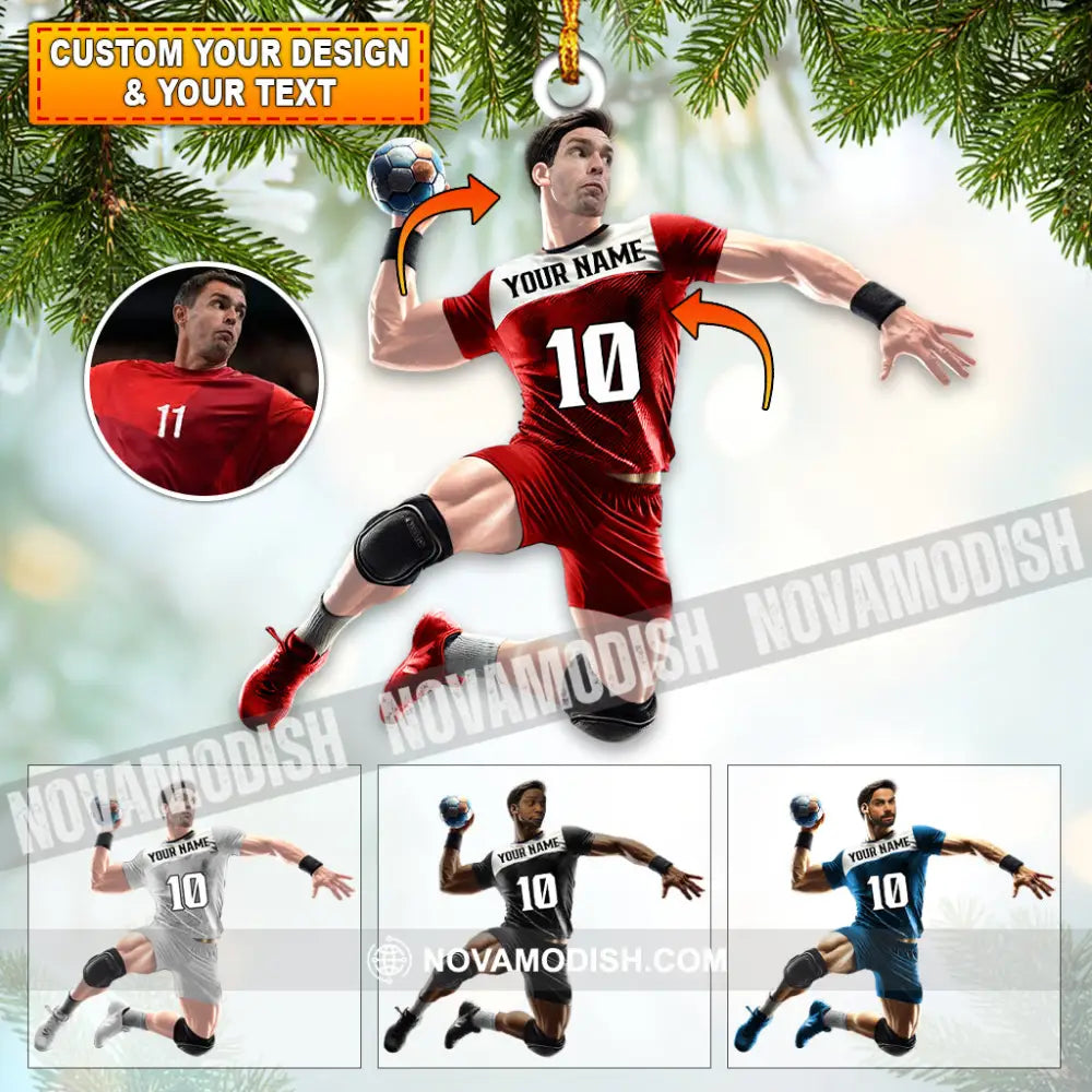 Custom Photo Name And Number Handball Ornament Christmas Gift Decoration