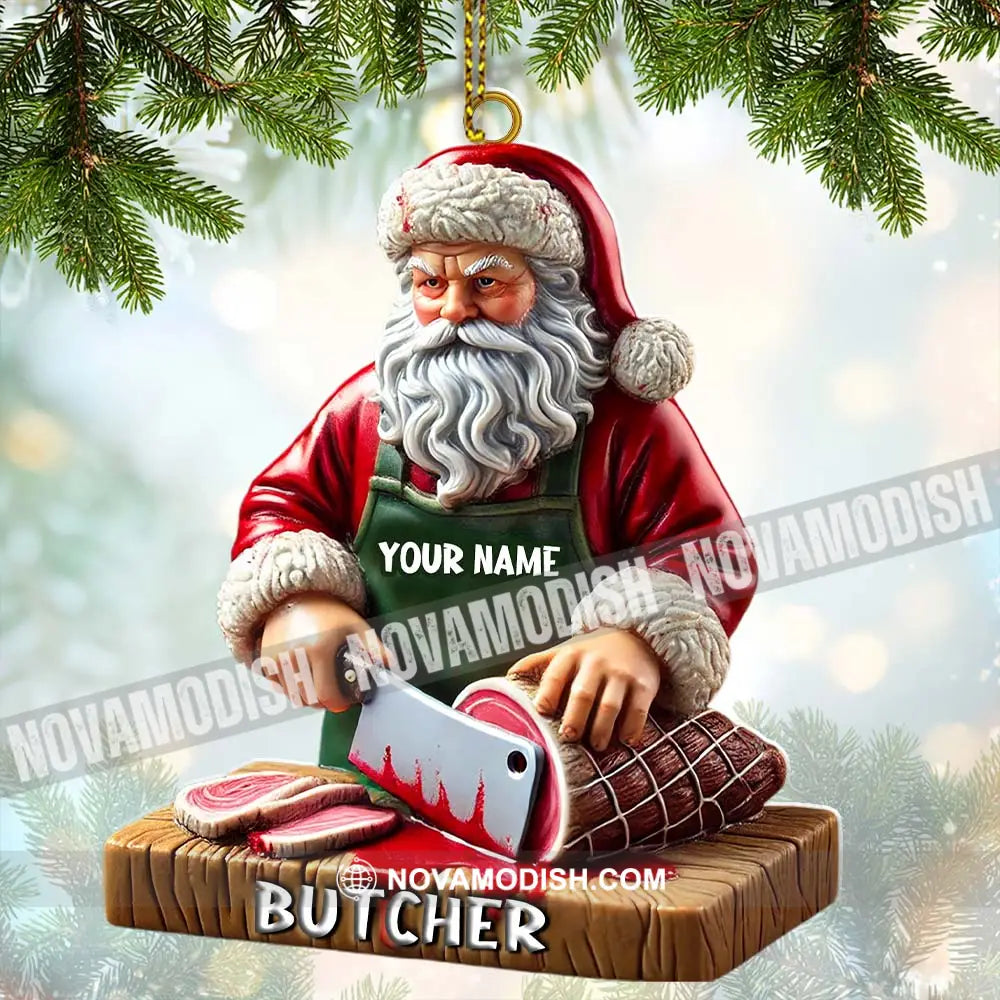 Custom Santa Butcher Ornament Personalized