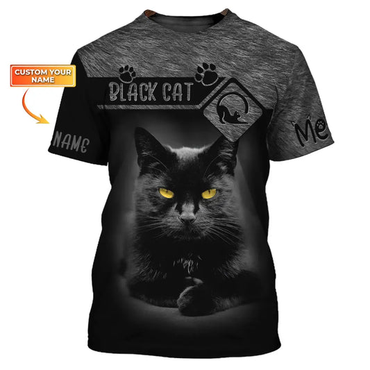Custom Unisex Shirt Black Cat T-Shirt For Pet Lovers / S