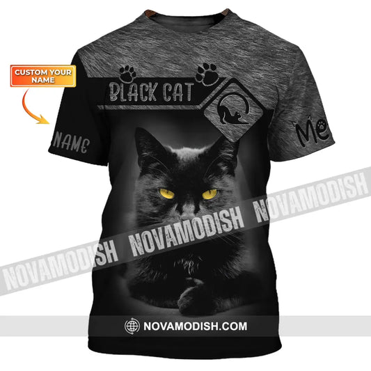Custom Unisex Shirt Black Cat T-Shirt For Pet Lovers / S