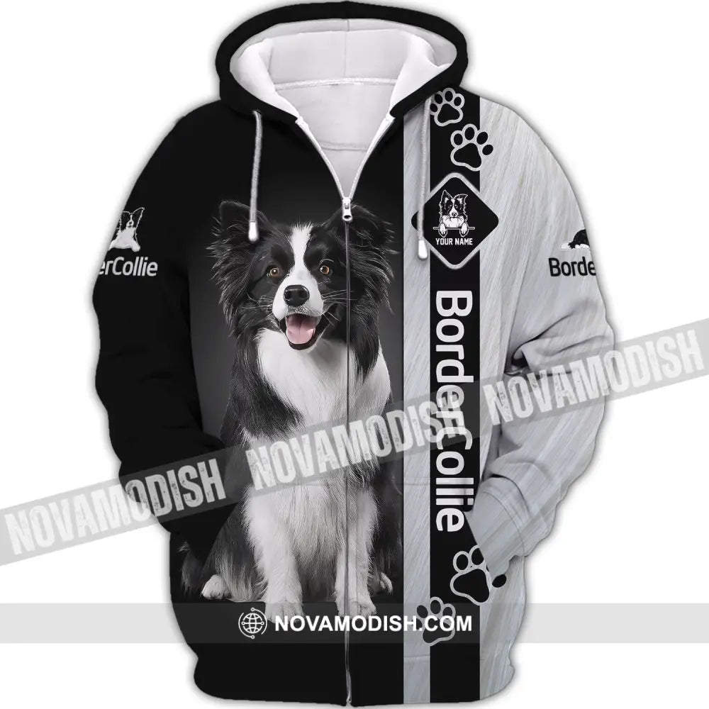 Custom Unisex Shirt Border Collie T-Shirt For Pet Lovers Zipper Hoodie / S