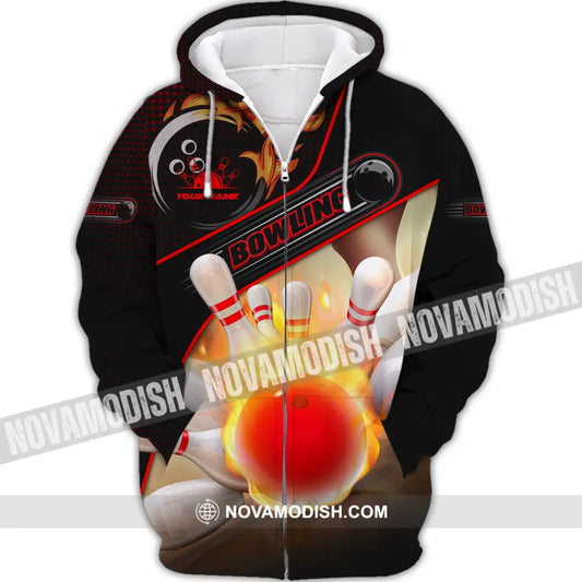 Custom Unisex Shirt Bowling T-Shirt For Lovers Zipper Hoodie / S