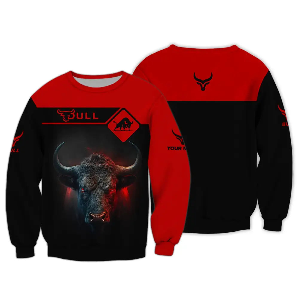 Custom Unisex Shirt Bull T-Shirt For Lovers Long Sleeve / S