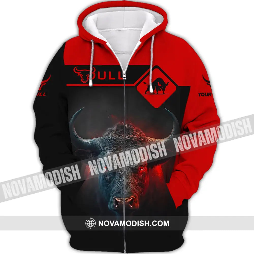 Custom Unisex Shirt Bull T-Shirt For Lovers Zipper Hoodie / S
