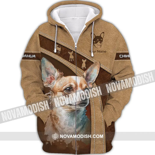 Custom Unisex Shirt Chihuahua T-Shirt For Dog Lovers Zipper Hoodie / S