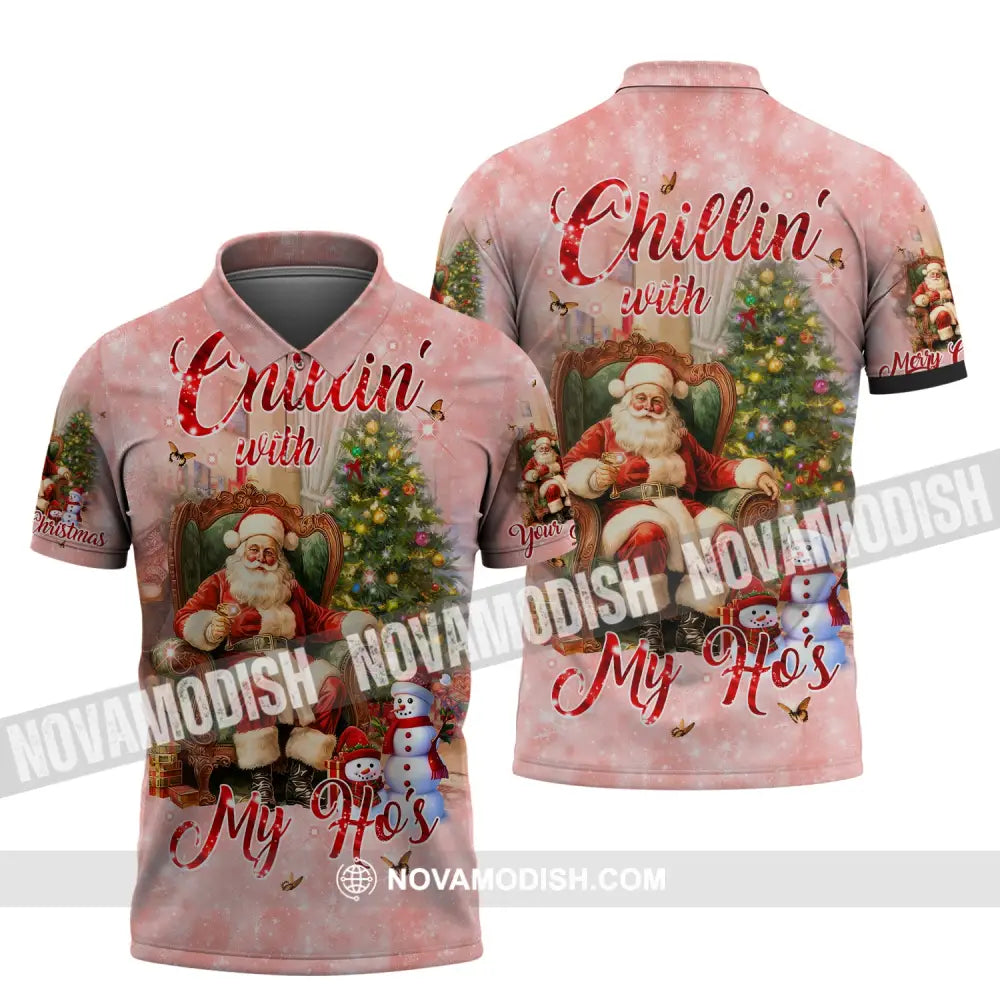 Custom Unisex Shirt Christmas Tree Santa Claus Snow Hoodie For Polo / S T-Shirt