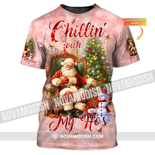 Custom Unisex Shirt Christmas Tree Santa Claus Snow Hoodie For T-Shirt / S