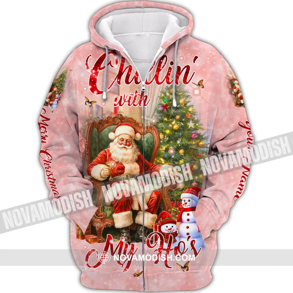 Custom Unisex Shirt Christmas Tree Santa Claus Snow Hoodie For Zipper / S T-Shirt