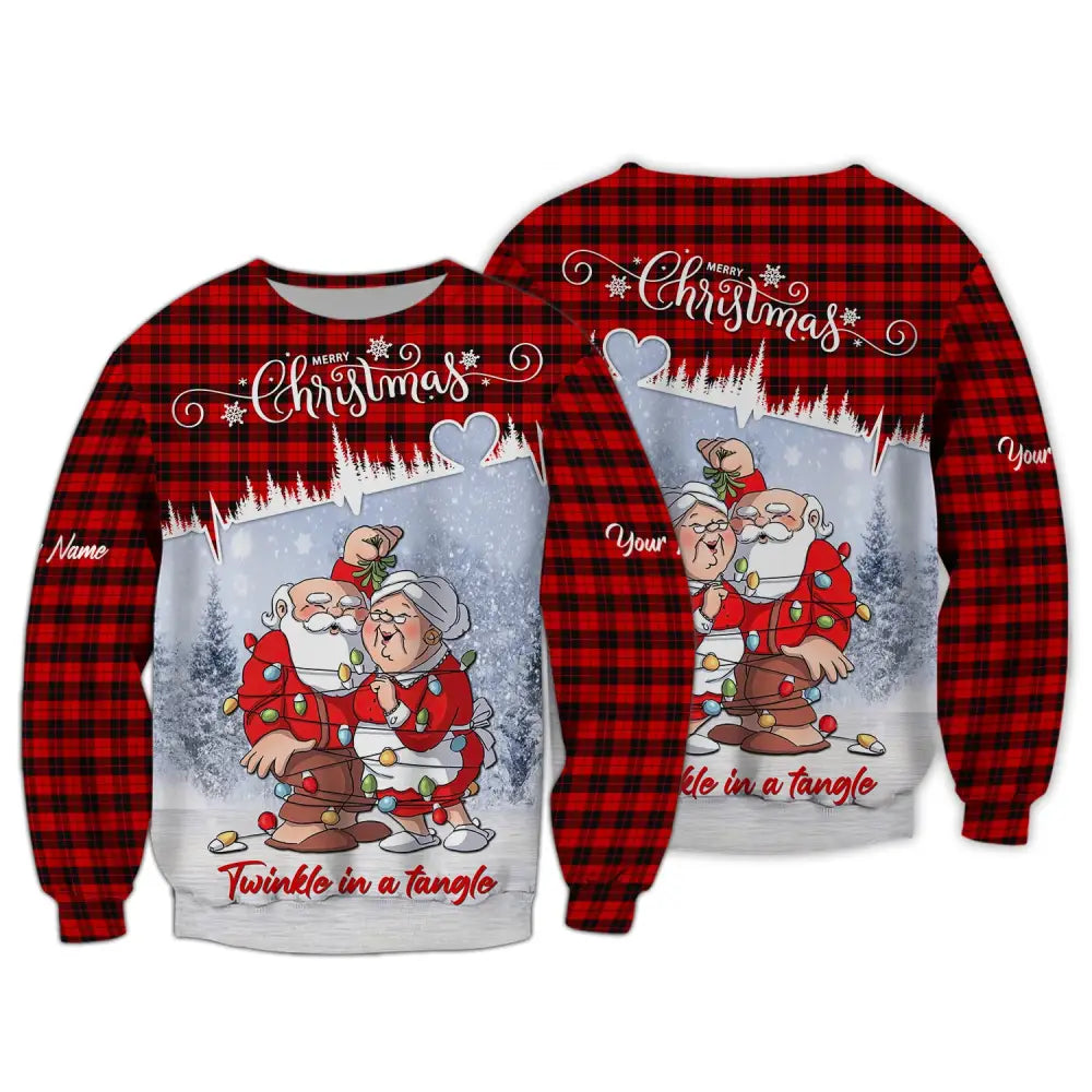 Custom Unisex Shirt Couple Christmas T-Shirt Hoodie For Long Sleeve / S