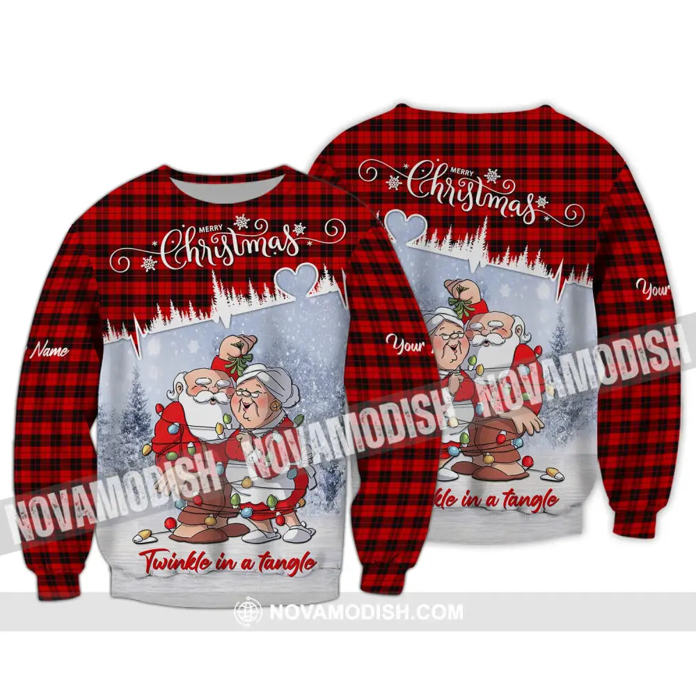 Custom Unisex Shirt Couple Christmas T-Shirt Hoodie For Long Sleeve / S