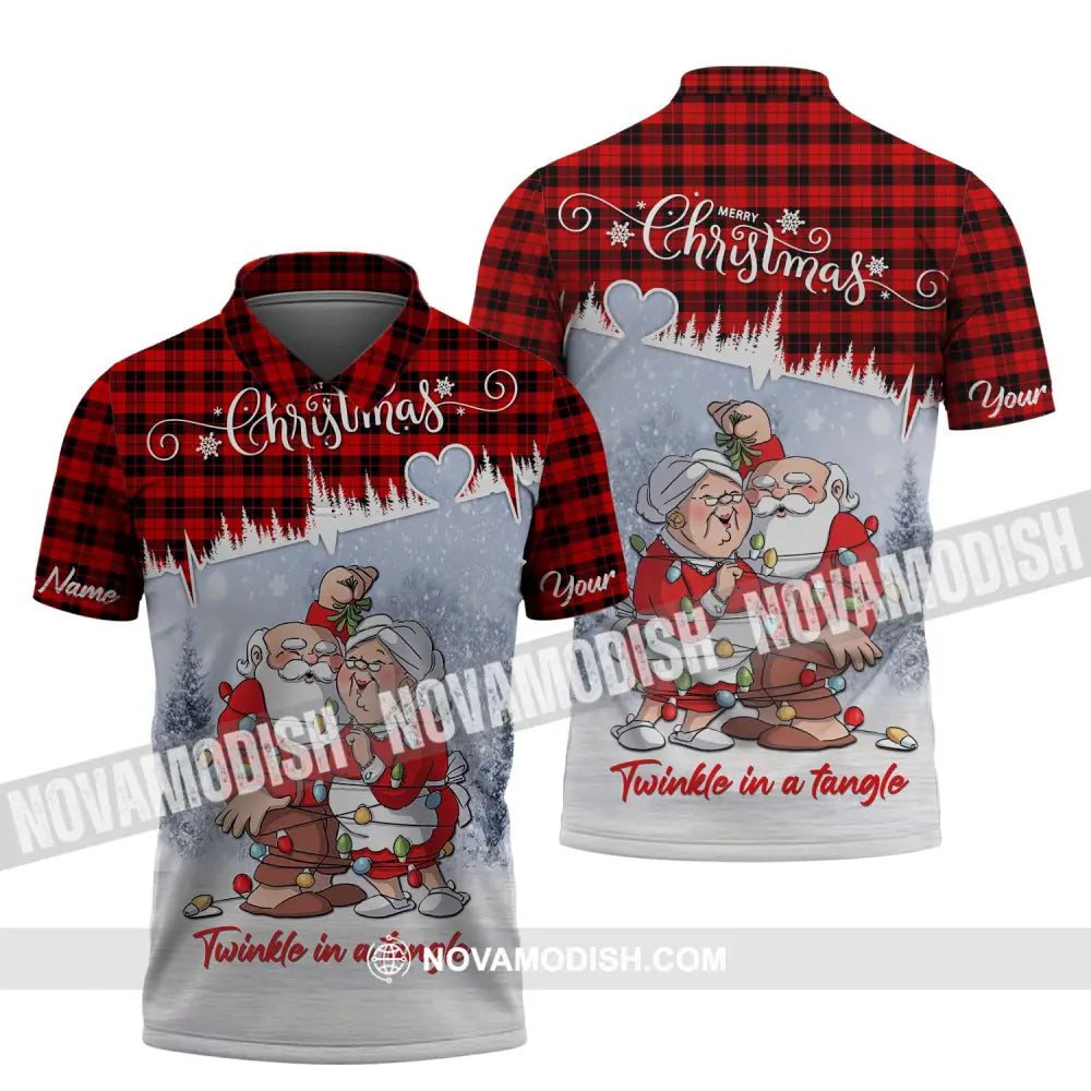 Custom Unisex Shirt Couple Christmas T-Shirt Hoodie For Polo / S