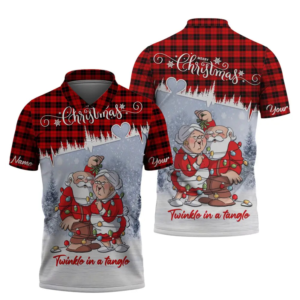Custom Unisex Shirt Couple Christmas T-Shirt Hoodie For Polo / S