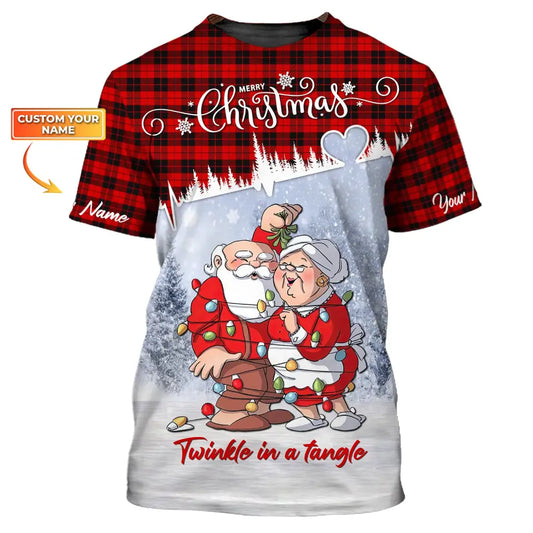 Custom Unisex Shirt Couple Christmas T-Shirt Hoodie For / S