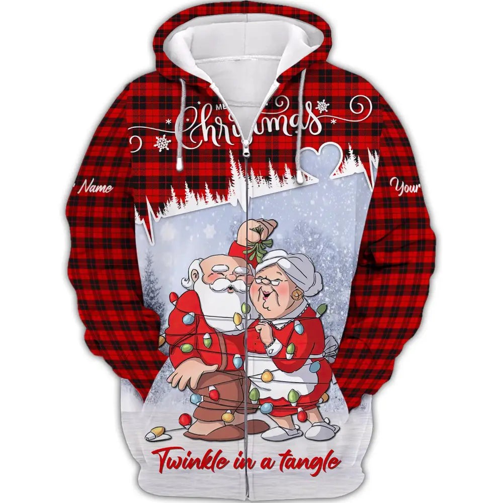 Custom Unisex Shirt Couple Christmas T-Shirt Hoodie For Zipper / S