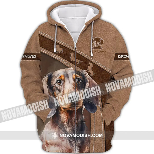 Custom Unisex Shirt Dachshund T-Shirt For Dog Lovers Zipper Hoodie / S