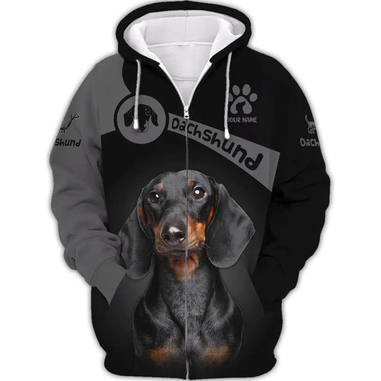 Custom Unisex Shirt Dachshund T-Shirt For Pet Lovers Zipper Hoodie / S