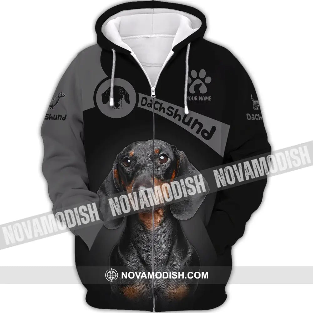 Custom Unisex Shirt Dachshund T-Shirt For Pet Lovers Zipper Hoodie / S