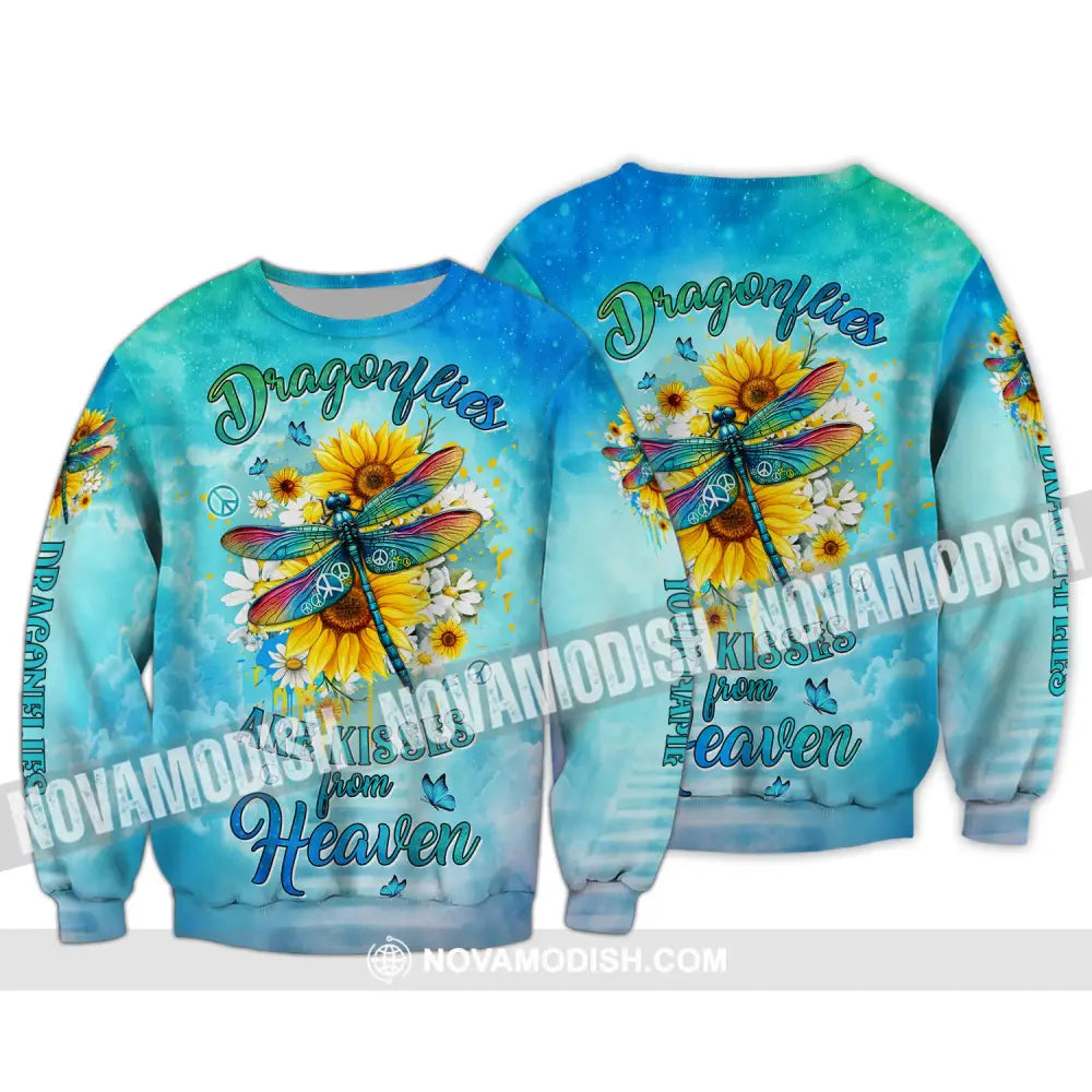 Custom Unisex Shirt Dragonflies Are Kissed In Heaven Loving Memory Apparel Long Sleeve / S T-Shirt