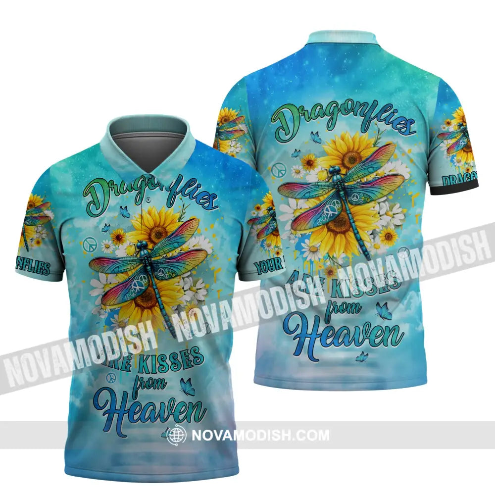 Custom Unisex Shirt Dragonflies Are Kissed In Heaven Loving Memory Apparel Polo / S T-Shirt