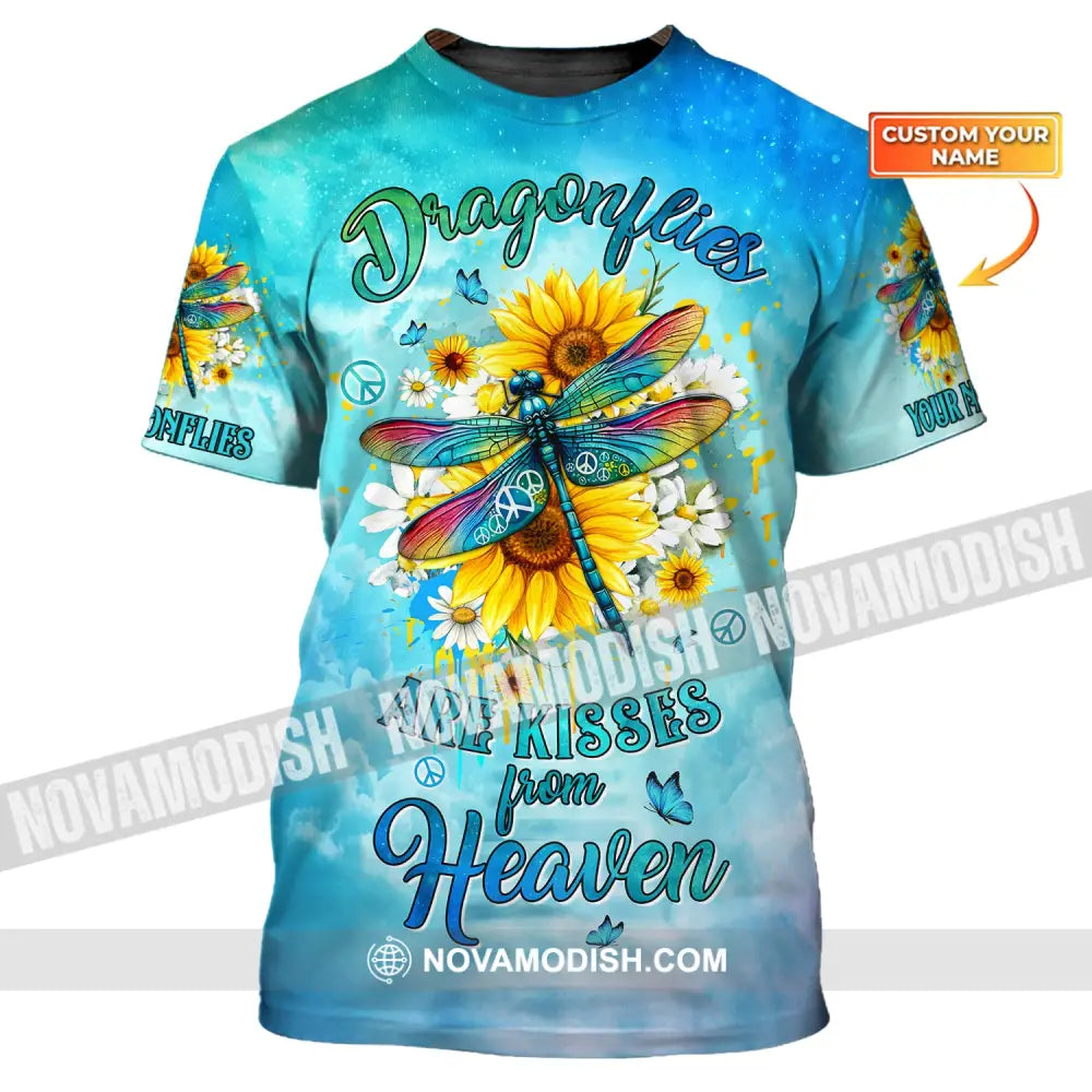 Custom Unisex Shirt Dragonflies Are Kissed In Heaven Loving Memory Apparel T-Shirt / S