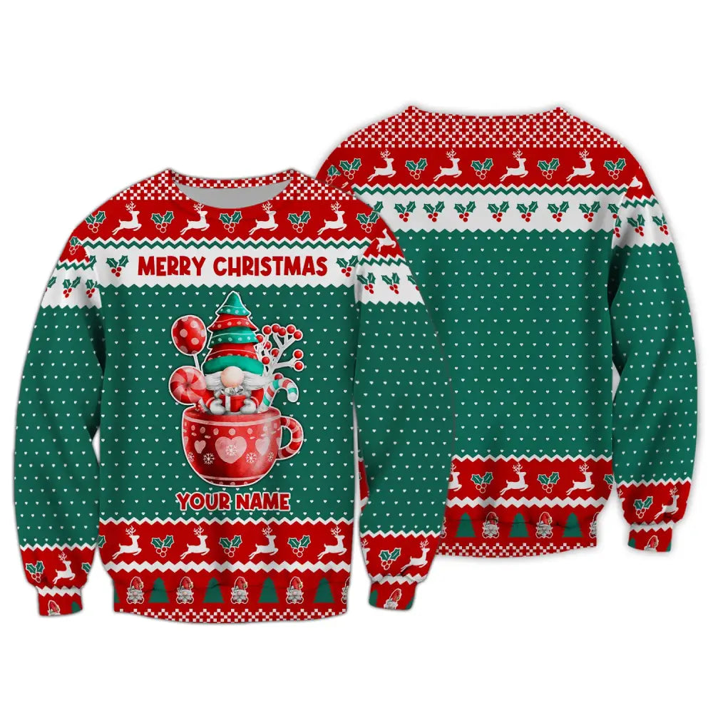 Custom Unisex Shirt Gnome Christmas T-Shirt Hoodie For Long Sleeve / S
