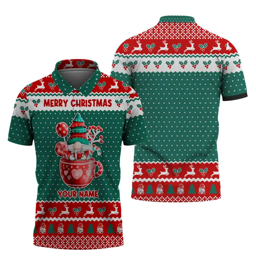 Custom Unisex Shirt Gnome Christmas T-Shirt Hoodie For Polo / S