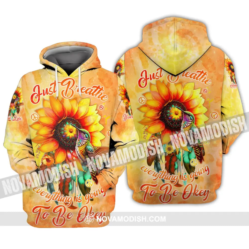 Custom Unisex Shirt Hippie Life Sunflower Hummingbird Hoodie / S T-Shirt