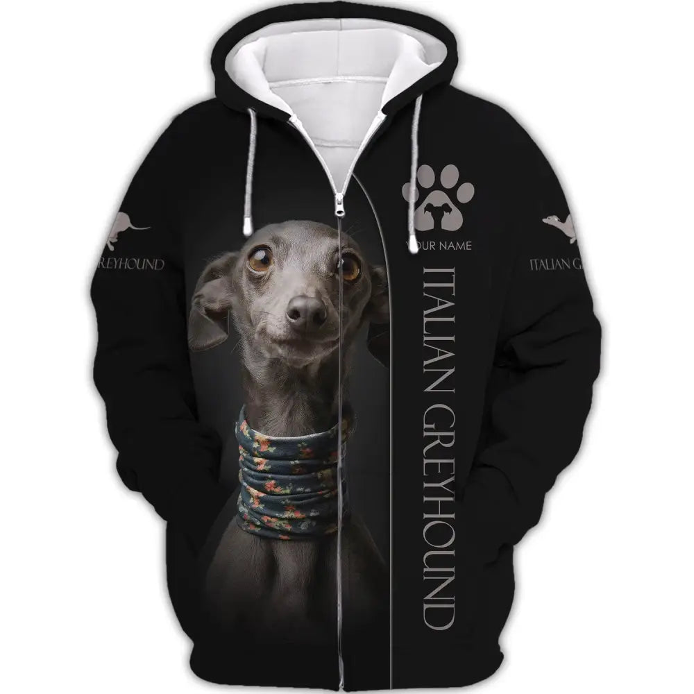 Custom Unisex Shirt Italian Greyhound T-Shirt For Pet Lovers Zipper Hoodie / S