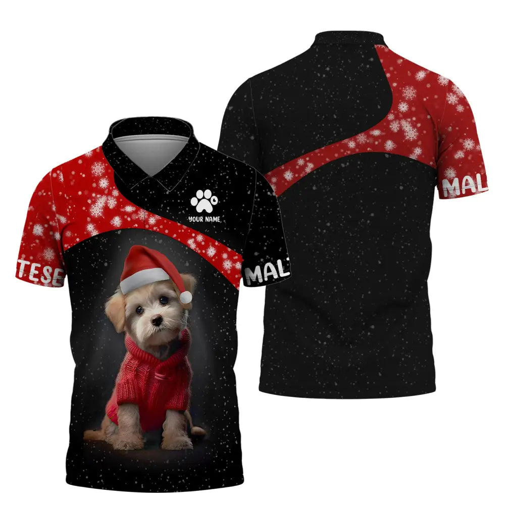 Custom Unisex Shirt Maltese T-Shirt Christmas Hoodie For Polo / S