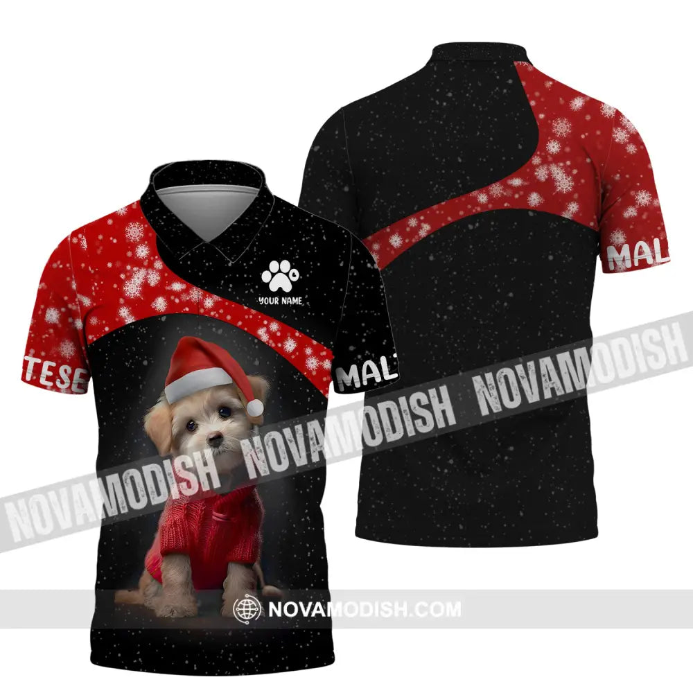 Custom Unisex Shirt Maltese T-Shirt Christmas Hoodie For Polo / S