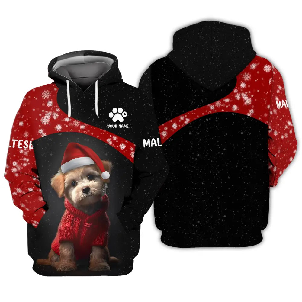 Custom Unisex Shirt Maltese T-Shirt Christmas Hoodie For / S