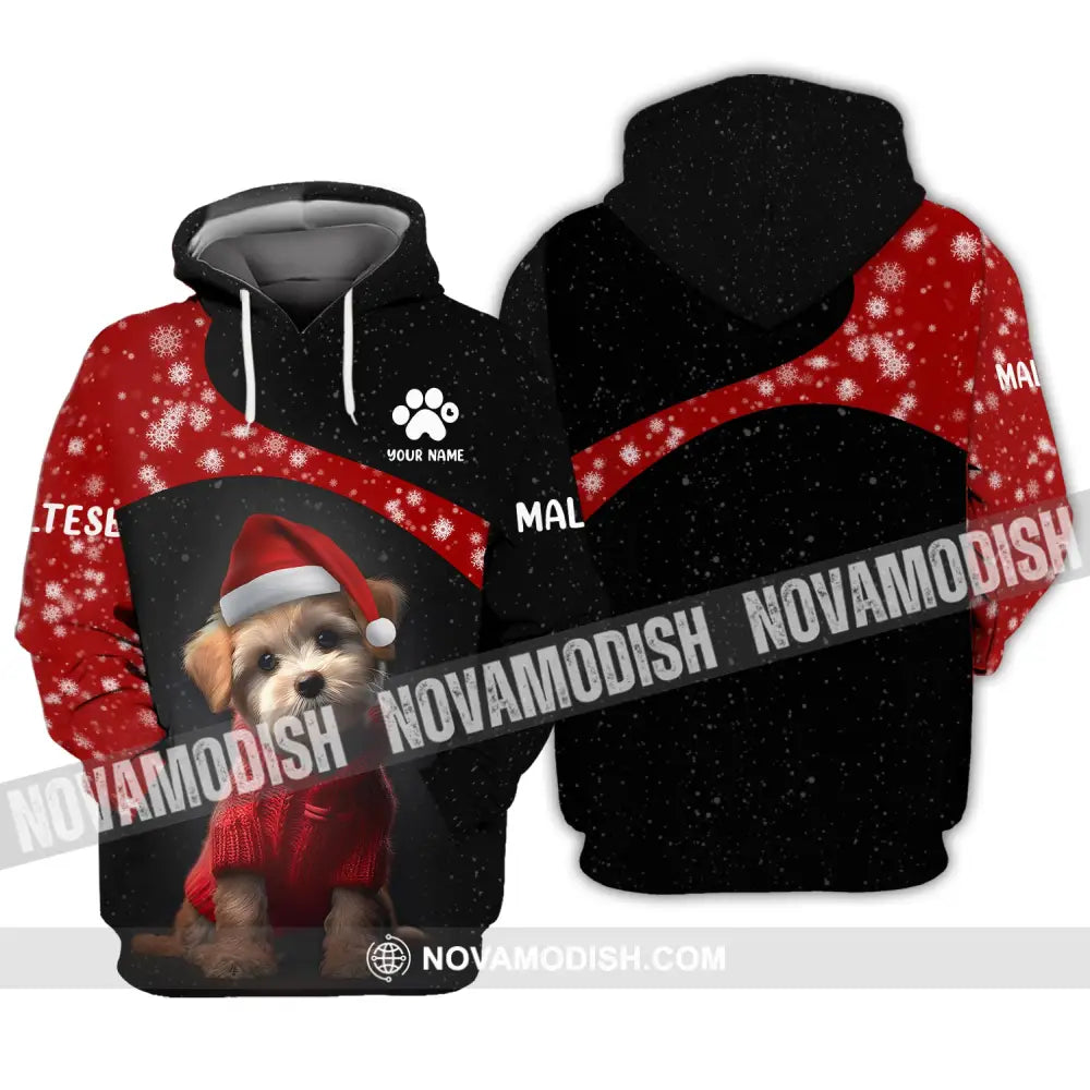 Custom Unisex Shirt Maltese T-Shirt Christmas Hoodie For / S