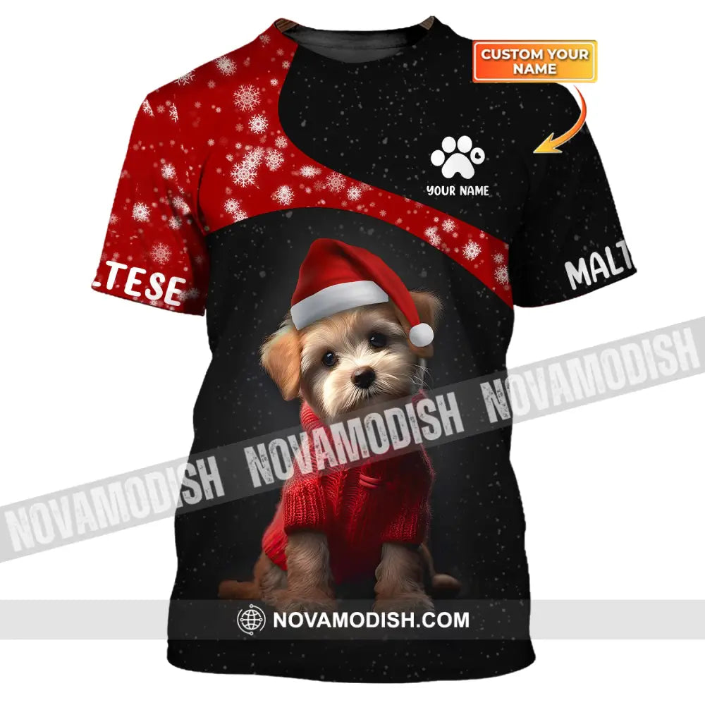 Custom Unisex Shirt Maltese T-Shirt Christmas Hoodie For / S