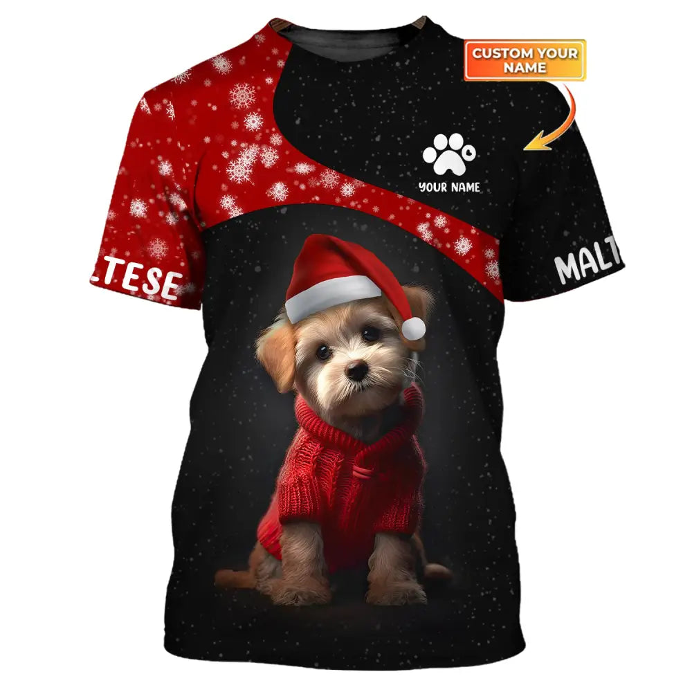 Custom Unisex Shirt Maltese T-Shirt Christmas Hoodie For / S