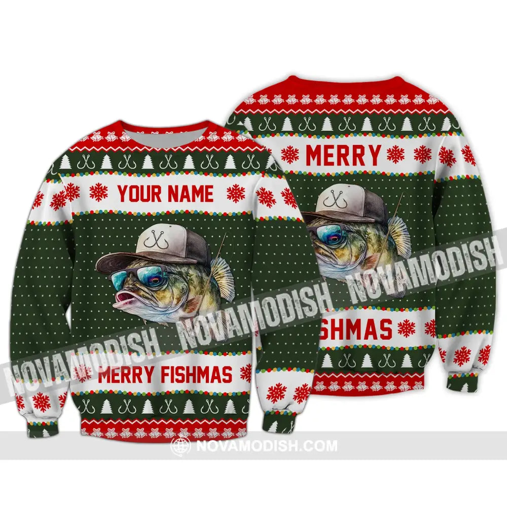 Custom Unisex Shirt Merry Fishmas T-Shirt Christmas Hoodie For Long Sleeve / S