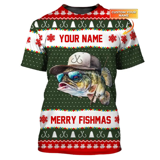 Custom Unisex Shirt Merry Fishmas T-Shirt Christmas Hoodie For / S
