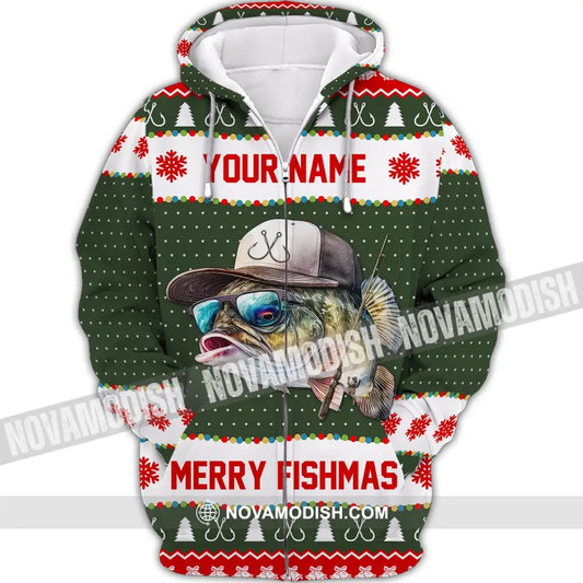 Custom Unisex Shirt Merry Fishmas T-Shirt Christmas Hoodie For Zipper / S