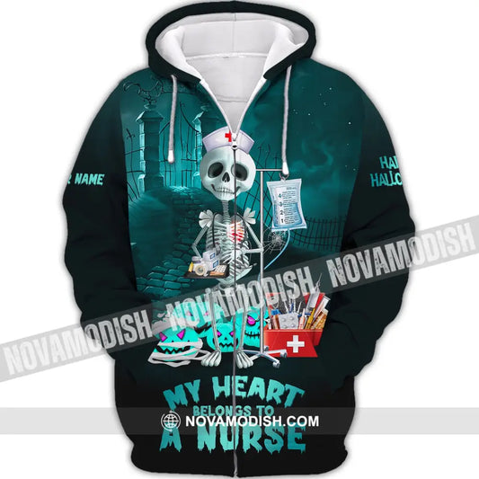 Custom Unisex Shirt Nurse Halloween T-Shirt Hoodie For Zipper / S