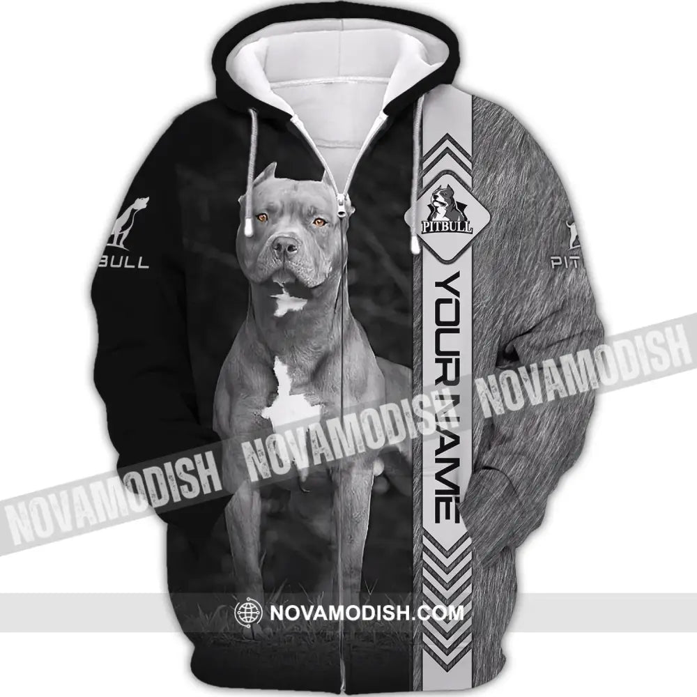 Custom Unisex Shirt Pit Bull T-Shirt For Pet Lovers Zipper Hoodie / S