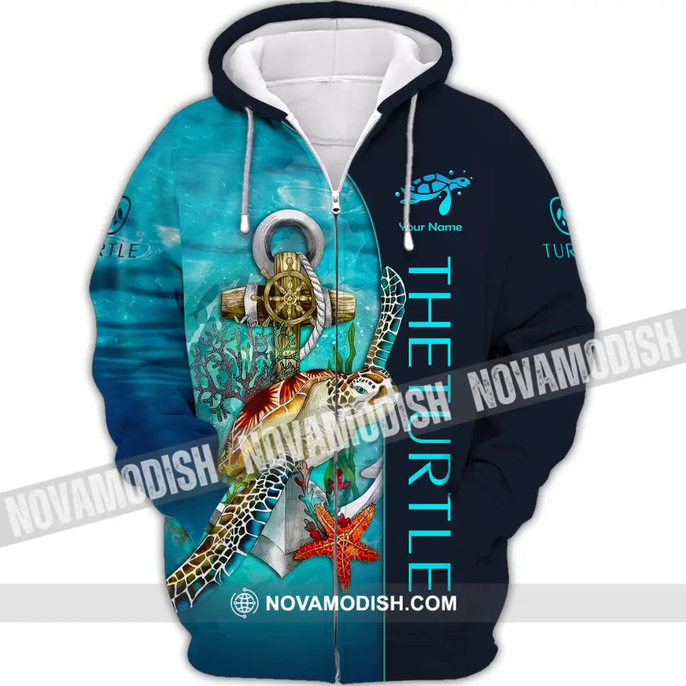 Custom Unisex Shirt Turtle Sea Animal T-Shirt For Lover Zipper Hoodie / S