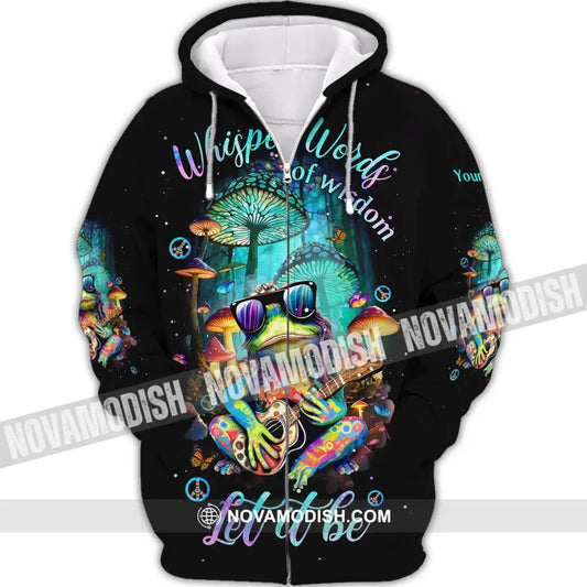 Custom Unisex Shirt Whisper Words Of Wisdom Let It Be Frog Zipper Hoodie / S T-Shirt